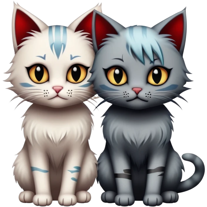 two emo cats in love, both with visible tattoos and cool, edgy hair emoji
