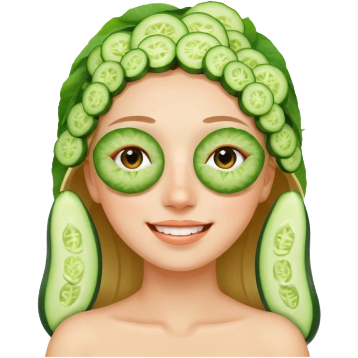 🧖‍♀️ girl with cucumber pieces over eyes relaxing  emoji