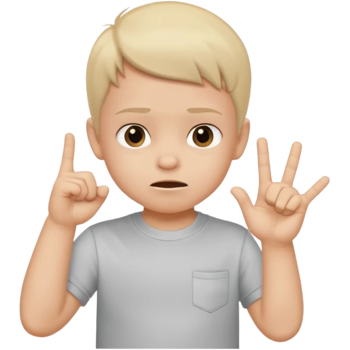 Small kid doing the middle finger emoji