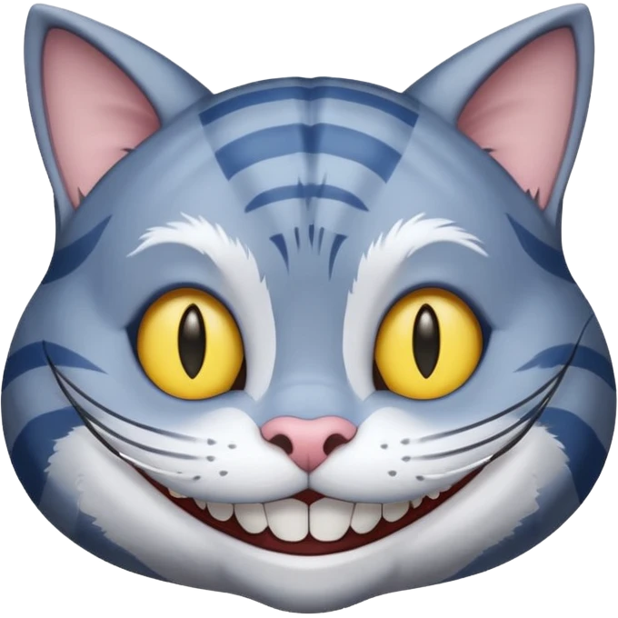 Chat de cheshire gris a rayure bleu emoji