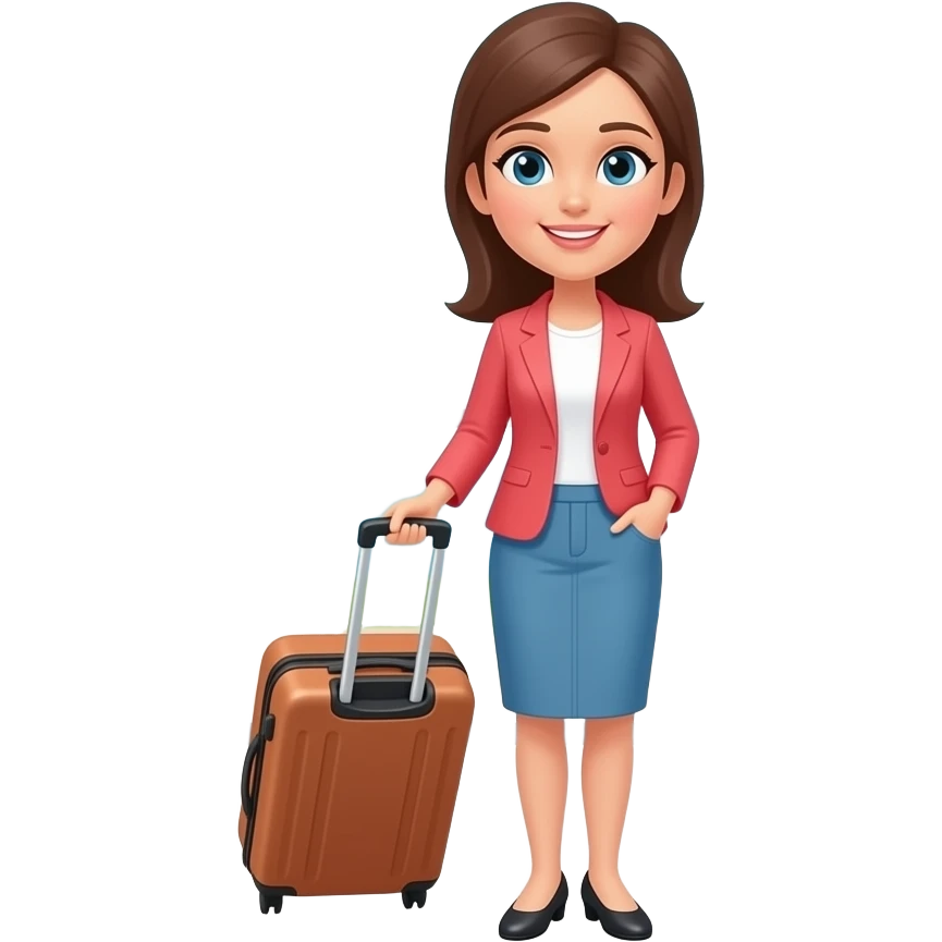 a woman with a suitcase at the airport emoji