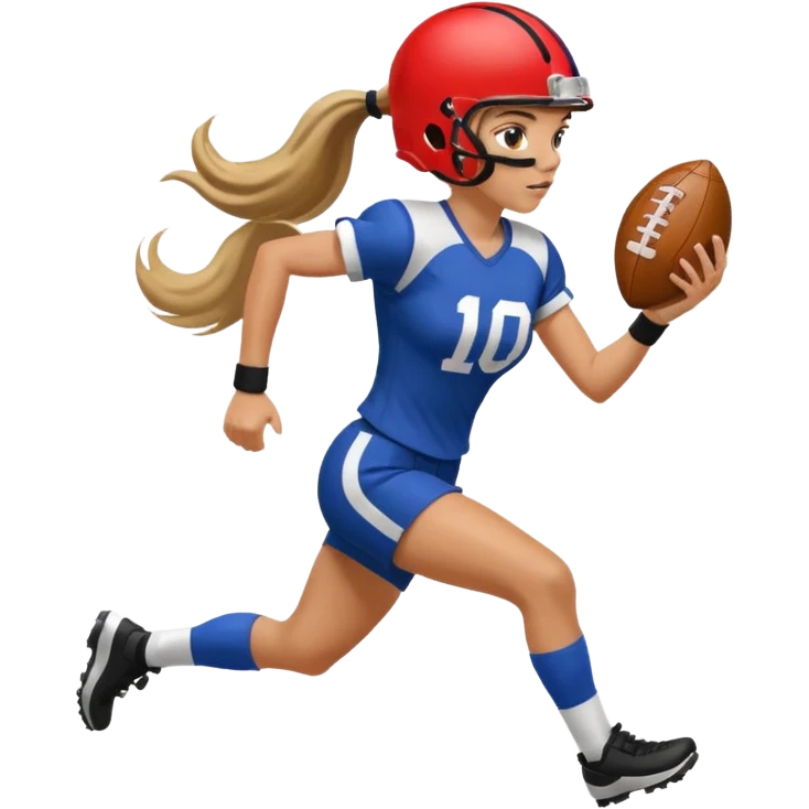 Long Haired Football Players, Female player with ponytail running emoji