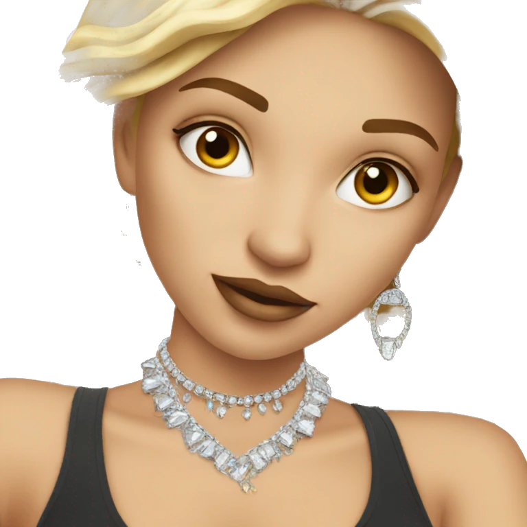 White hot girl with jewelry and phone emoji