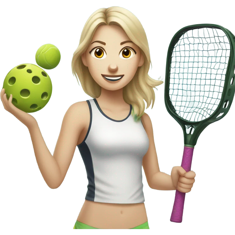 White Girl playing Pickleball emoji