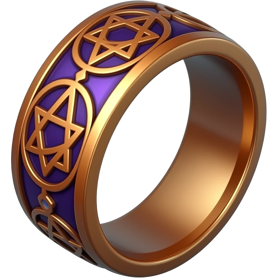 Umbra pontifex, a role that represents leadership and power. I need a ring that represents dark magic, using orange and purple as a color scheme. I wan embossed details to represent mysterious occultism emoji