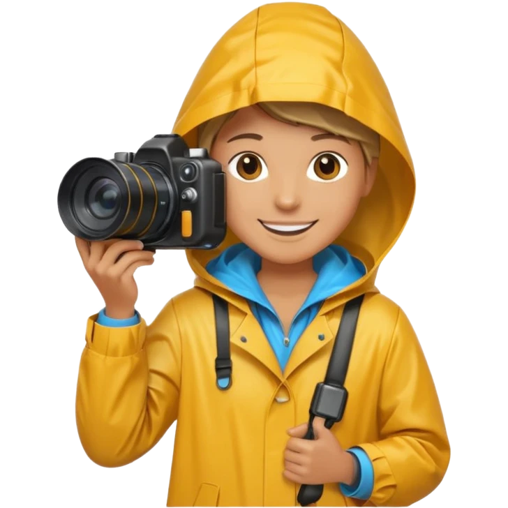 fotographer with rain coat emoji