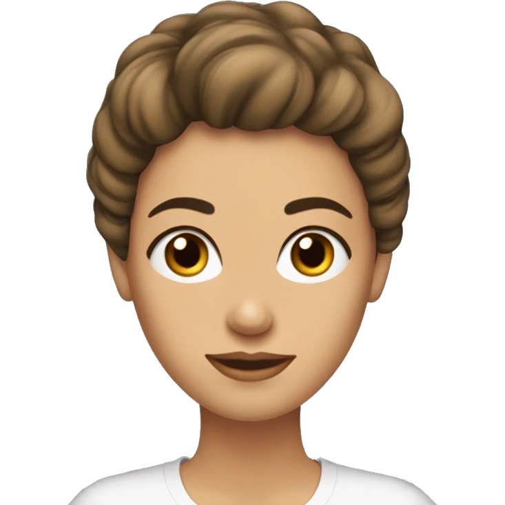 Mujer cabello castaño flequillo lado derecho ojos almendra  emoji