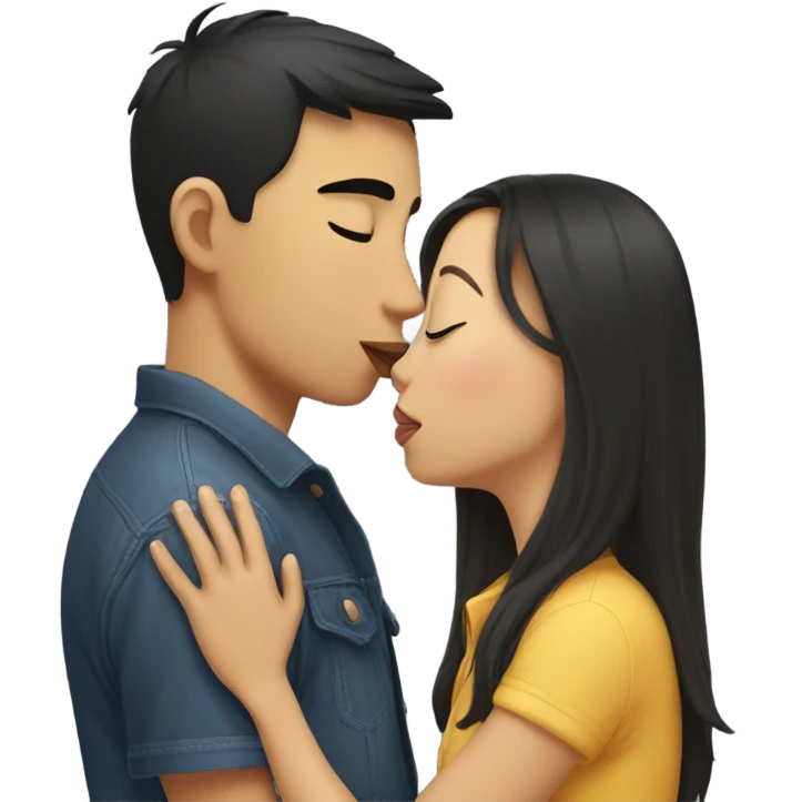 asian girl kissing american boyfriend  emoji