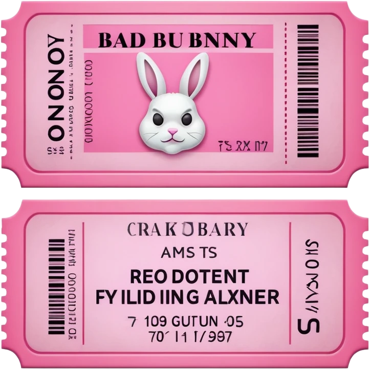 Pink  ticket for the concert of  BAD BUNNY  emoji
