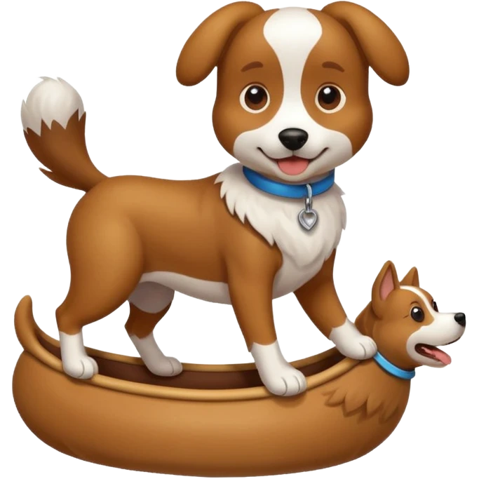 A dog riding a dog emoji