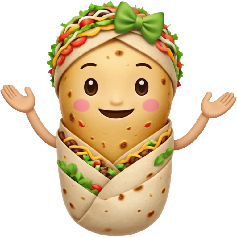A burrito with arms bow on top emoji