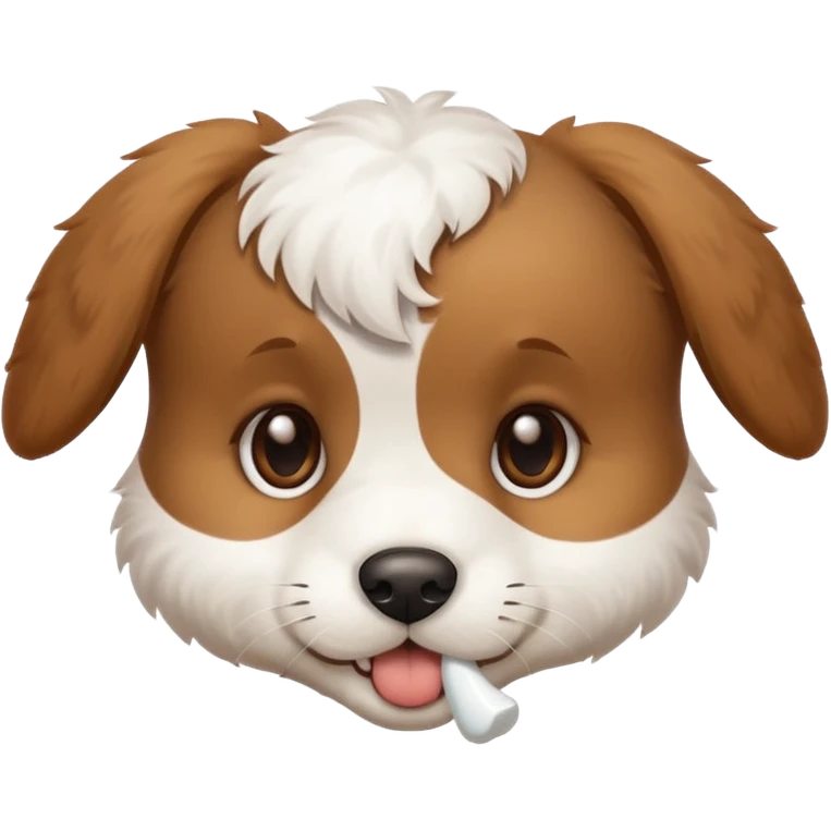 puppy face with white bone in mouth emoji