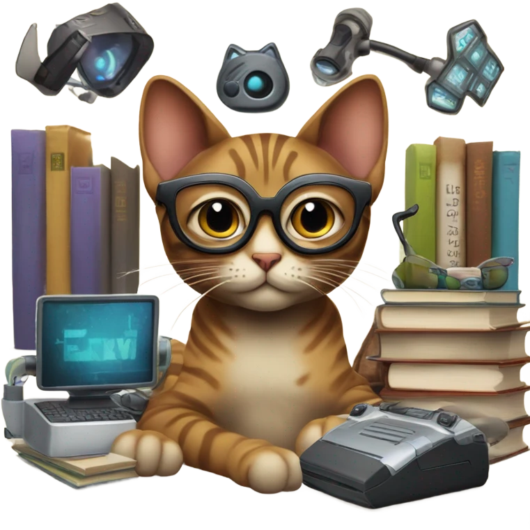 African-American cat￼ nerd emoji
