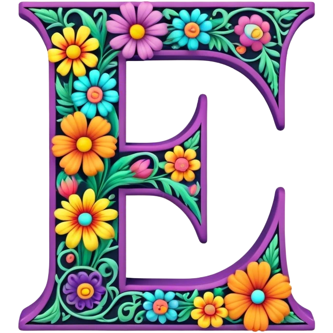 3D, gothic style psychedelic colored Letter Z with hippie style flower border emoji