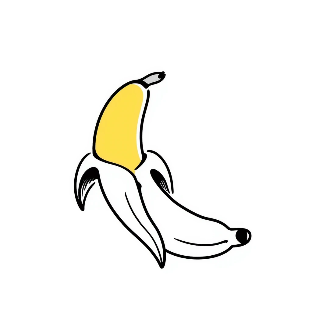 hand-drawn peeled banana showing yellow flesh emoji