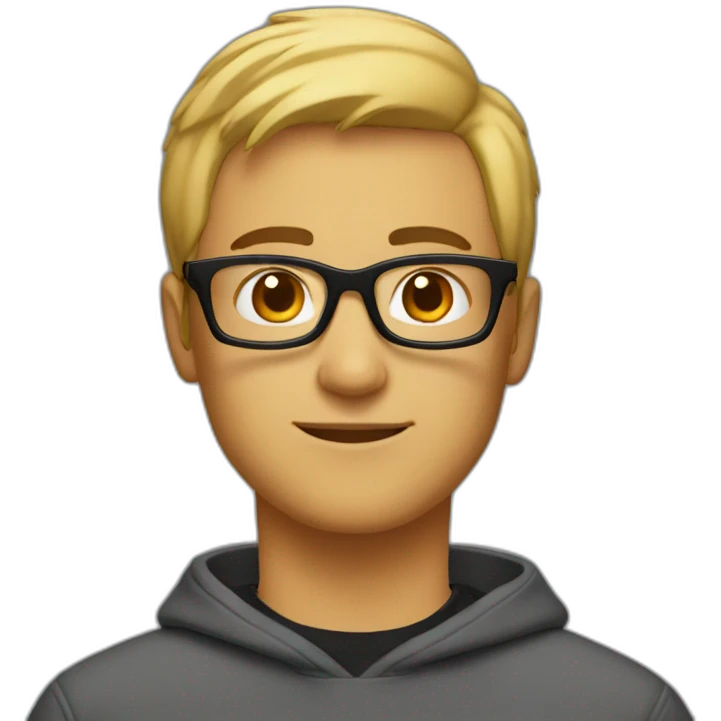 guy with black glasses dirtyblonde short hair with orange sweatshirt emoji