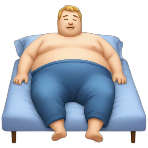 A fat man laying in a bed emoji