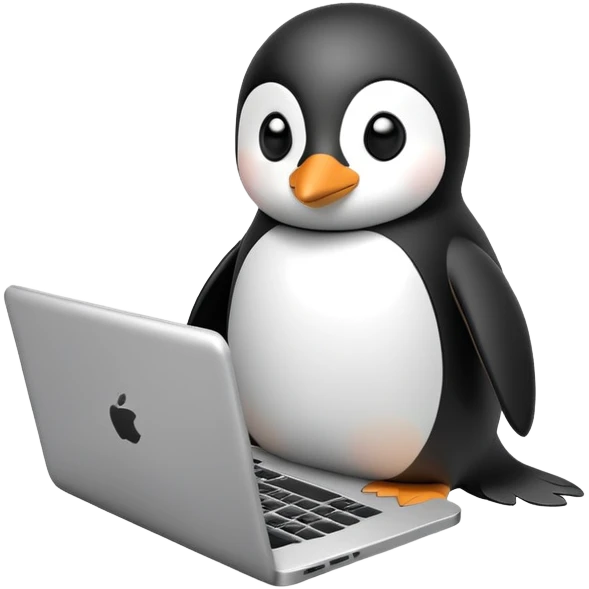 penguin with laptop coding emoji