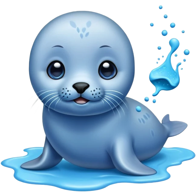 Baby seal smelling blue powder and get hyped emoji
