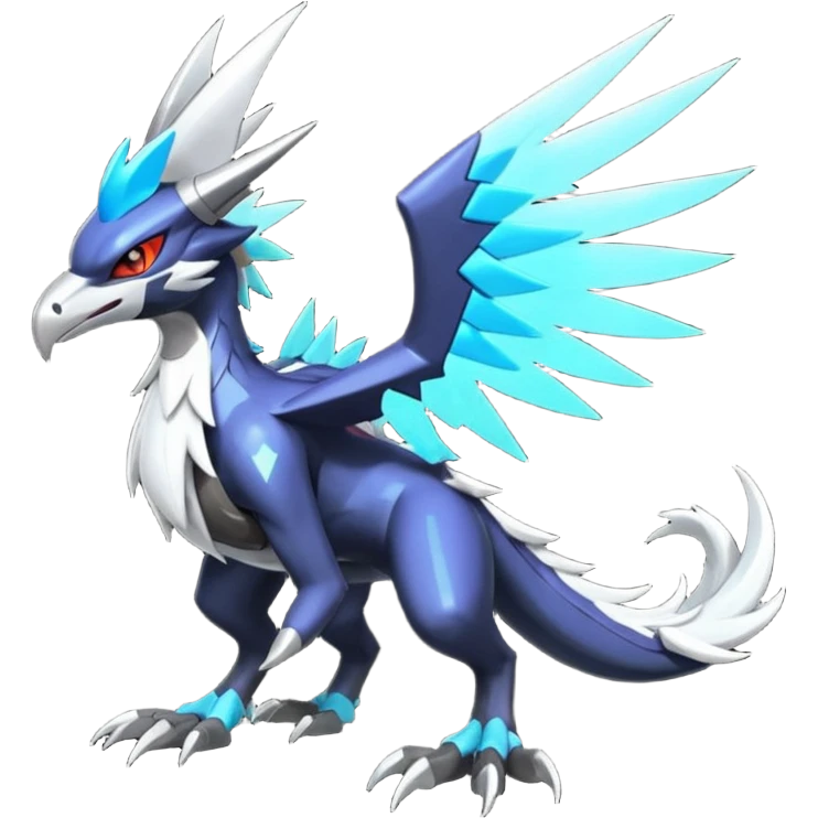 Futuristic Modern Shiny Metallic Alloy Cyber-Nargacuga-Noivern-Silvally-fusion (full body) emoji
