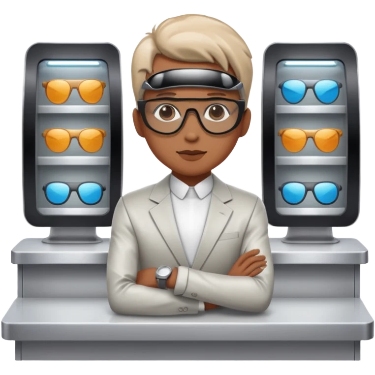 a counter with glasses and futurist, its a person  emoji