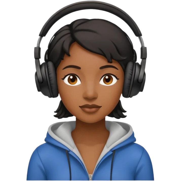 Black Woman with headphones on listening to Music  emoji