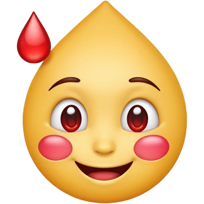 Emoji face with water drop on head but make water drop red emoji