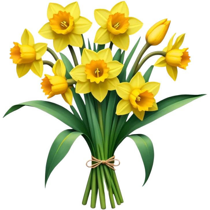 big bouquet Daffodil, stem, leaf emoji