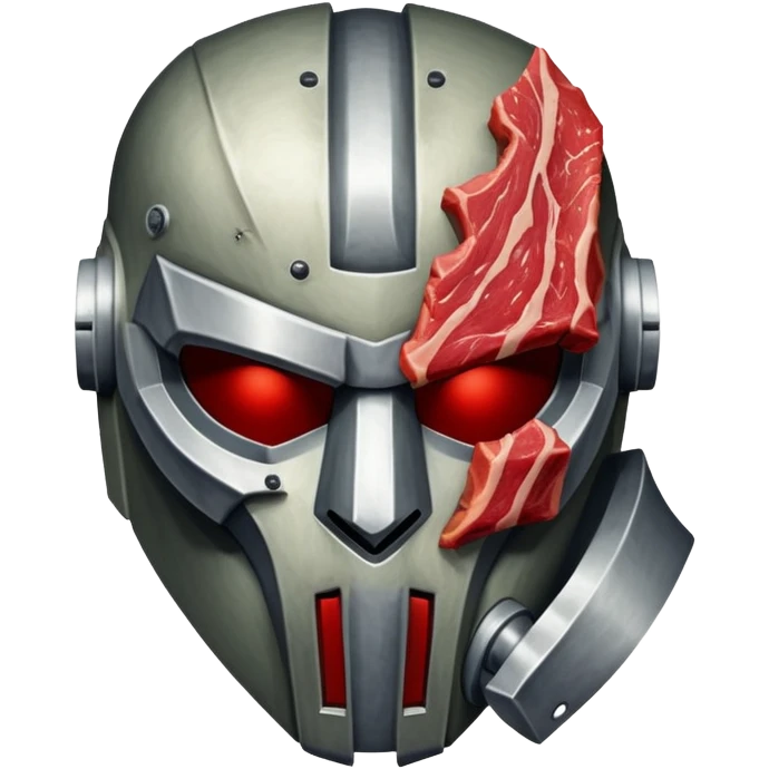 A piece of meat in a MF DOOM mask emoji