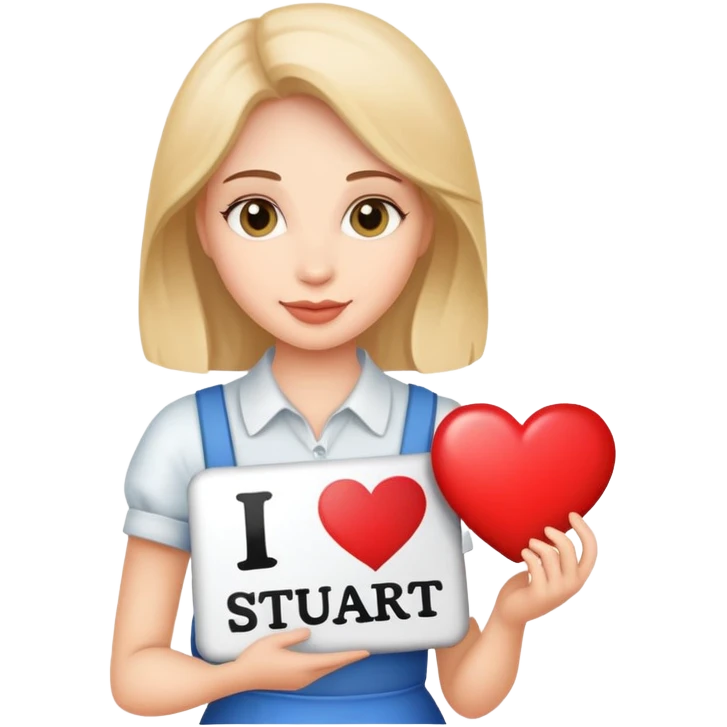 Lady with an I love Stuart sign emoji