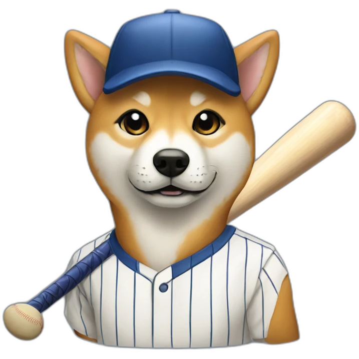 baseball player shiba-with-baseball-bat emoji