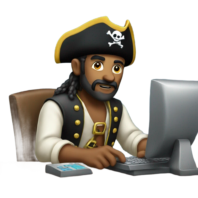 Pirate playing computer games emoji