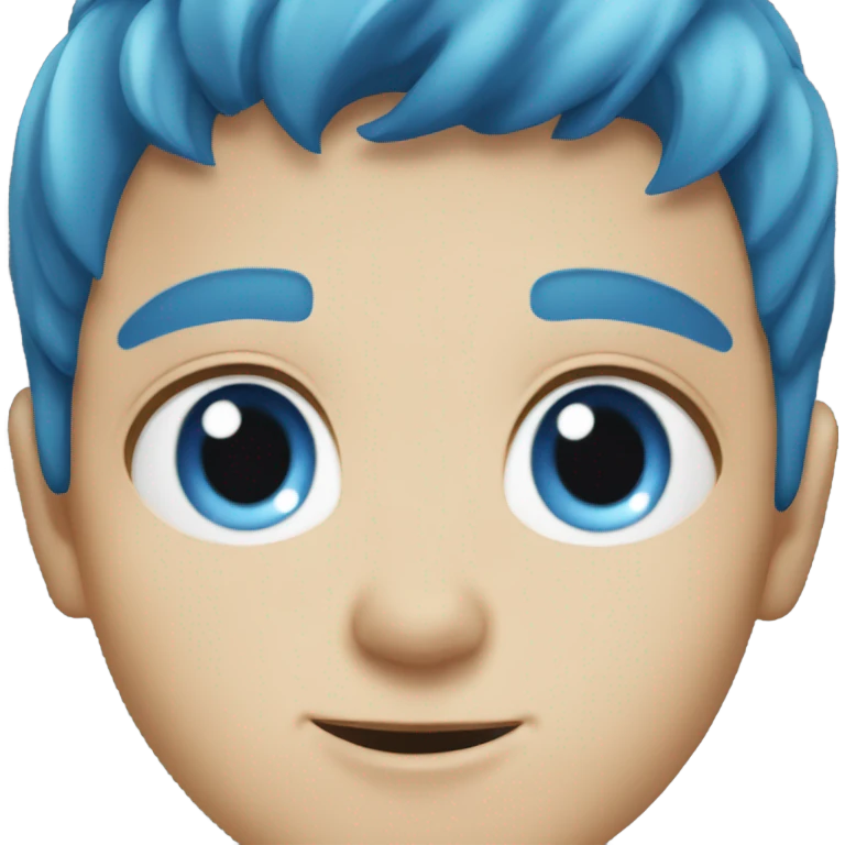 Young Caucasian boy with blue eyes and blue hair emoji
