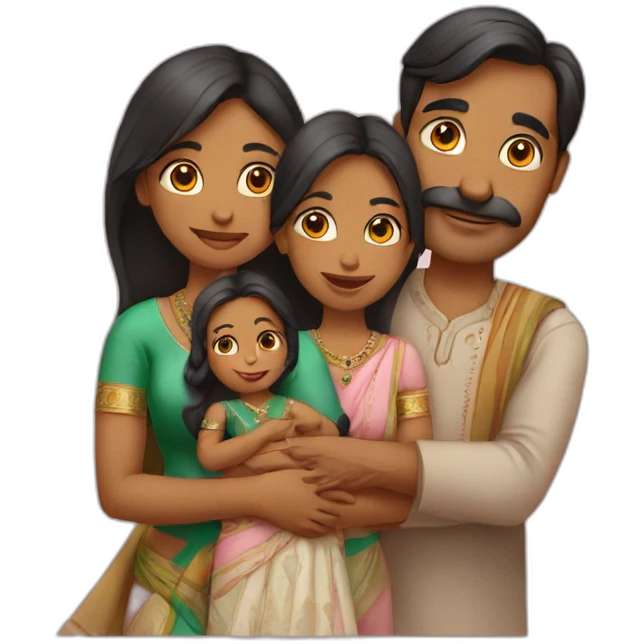 Indian(Mother father & 2 daughters) emoji