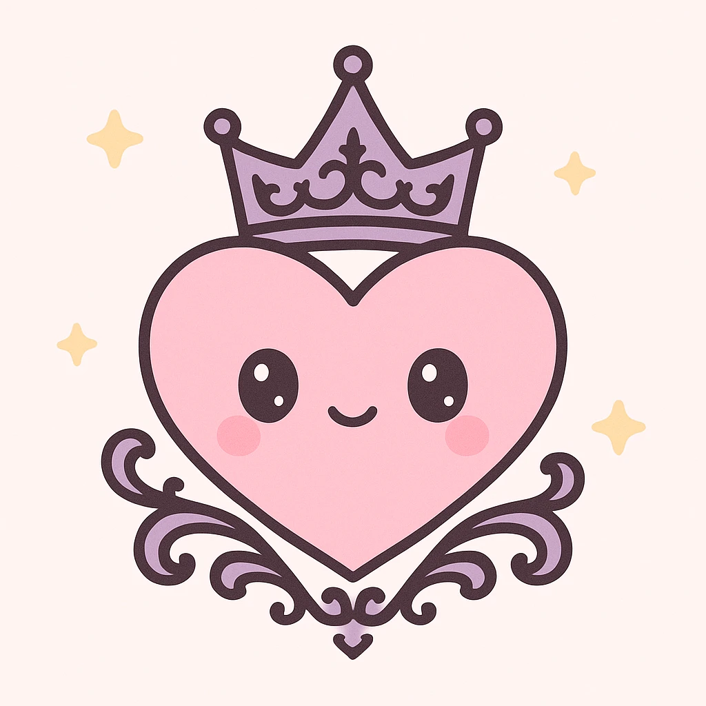gothic heart with a gothic crown, kawaii style, ornate, dark, elegant emoji