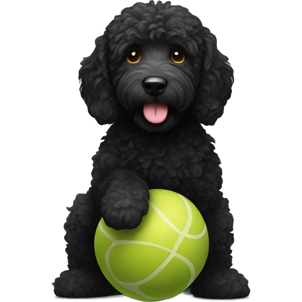 black labradoodle playing with a ball emoji