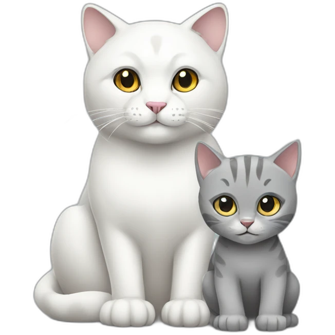 white big cat and grey little cat emoji
