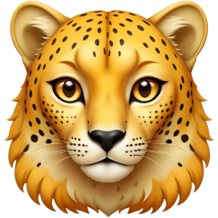 Cinematic Noble Cheetah Portrait Emoji, Poised and regal, with a lean, muscular build and a sleek, spotted Fur of golden hues, deep-set soulful amber eyes, Simplified yet sharp and sophisticated features, highly detailed, glowing with a warm, dignified glow, high shine, intelligent and swift, stylized with an air of wild elegance, focused and attentive, soft glowing outline, capturing the essence of a watchful and confident predator, so majestic it feels as though it could sprint out of the screen with effortless authority! emoji