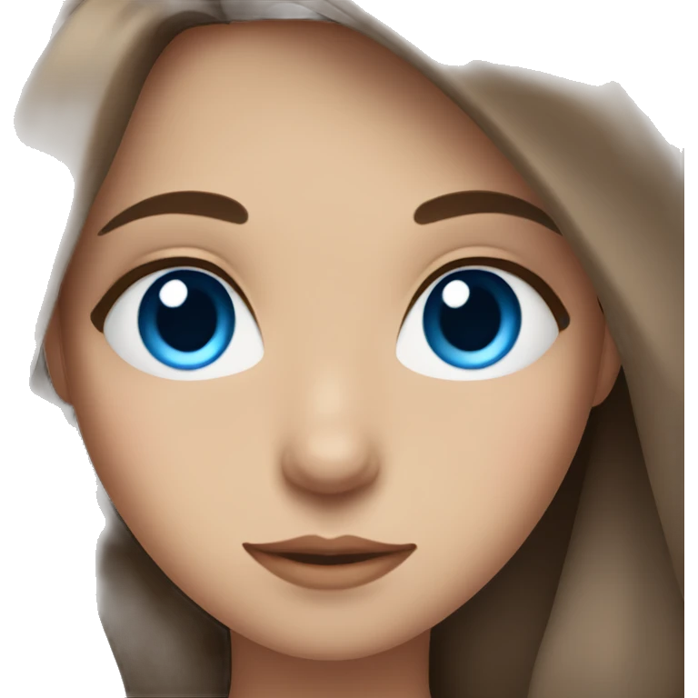 a girl with brown hair, blue eyes and long eyelashes emoji