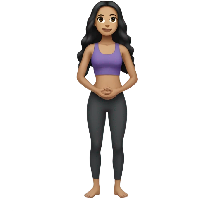 lightskin latin woman with straight long black hair wearing a yoga outfit  emoji