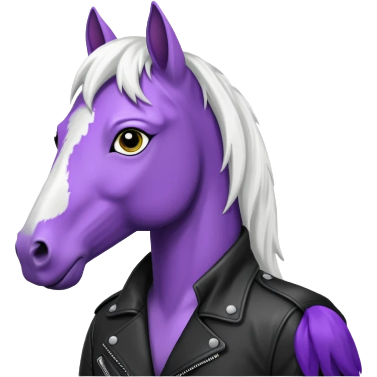 Purple horse wearing leather jacket
 emoji