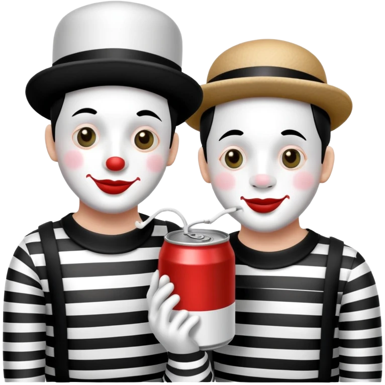 2 mimes talking with a can on a string between them emoji