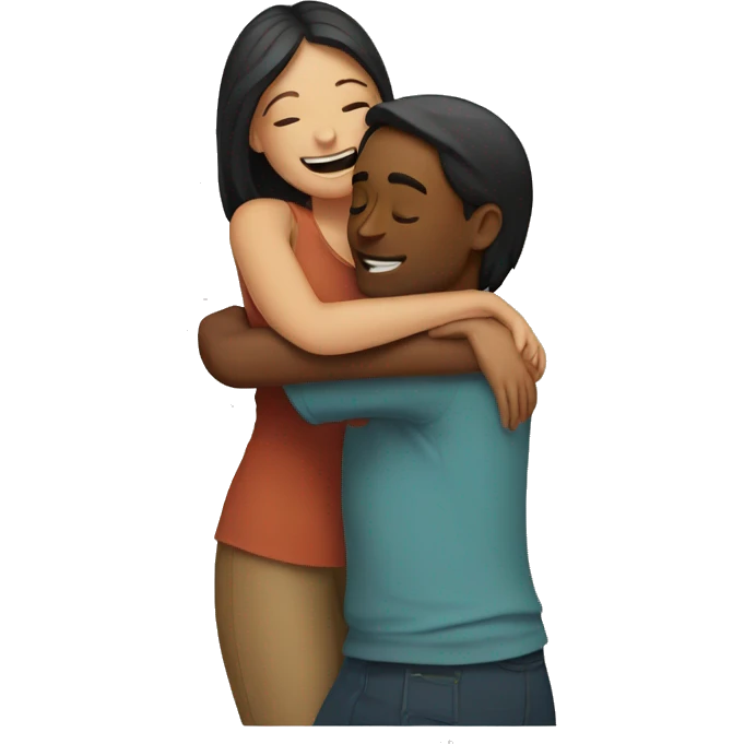 White guy hugging indian girl emoji