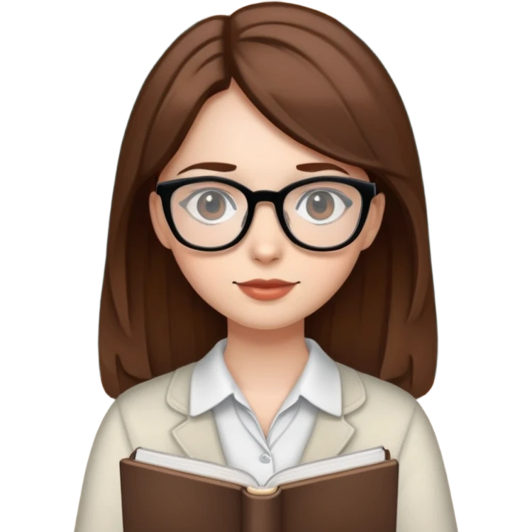 A girl with white skin , brown hair, black eyes who is a English teacher emoji