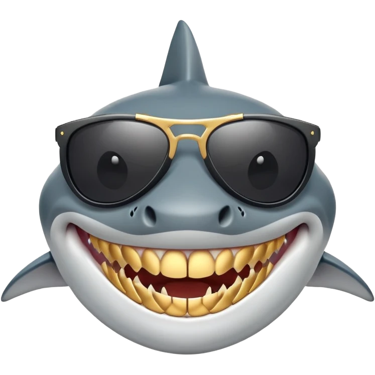 shark with golden teeth wearing black sunglasses emoji