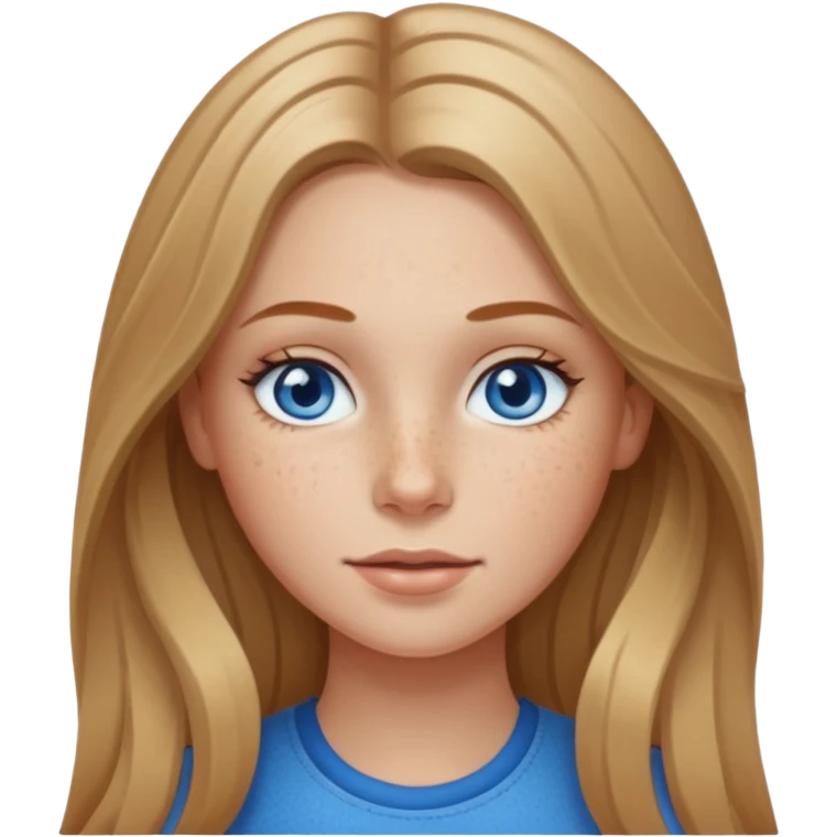 White girl with freckles and long dark blonde hair emoji