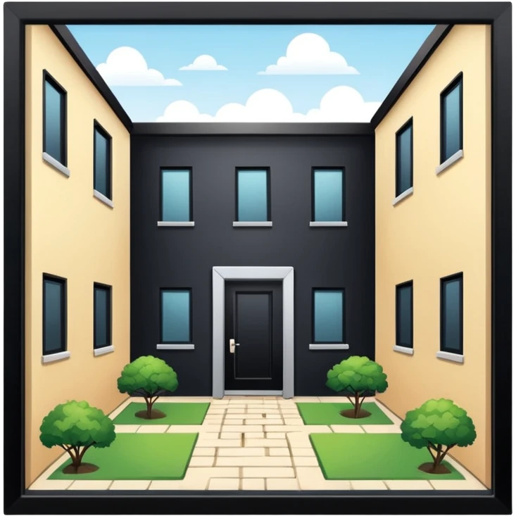 closed courtyard between apartment buildings, safe private yard, minimal flat vector icon emoji