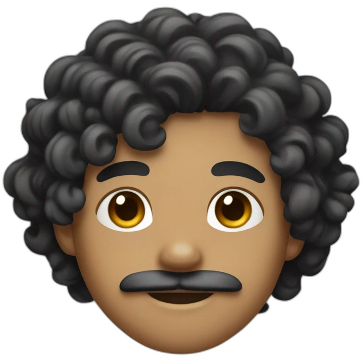 Light brown skin with curly black hair and a small moustache emoji
