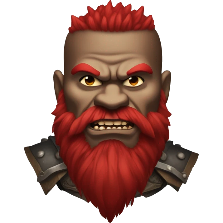Armored Berserker orc with red beard & red mohican emoji