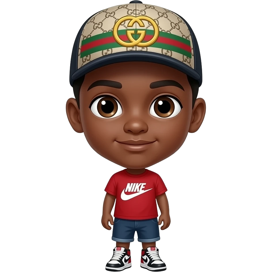 Black boy with a Gucci cap and Nike sneakers emoji